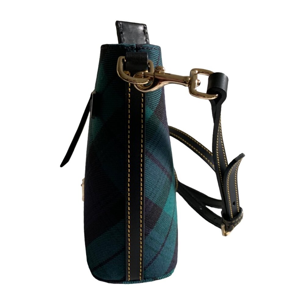 NWT DOONEY AND BOURKE Navy & Green Tartan Plaid Small Zip Crossbody Bag - Picture 6 of 9